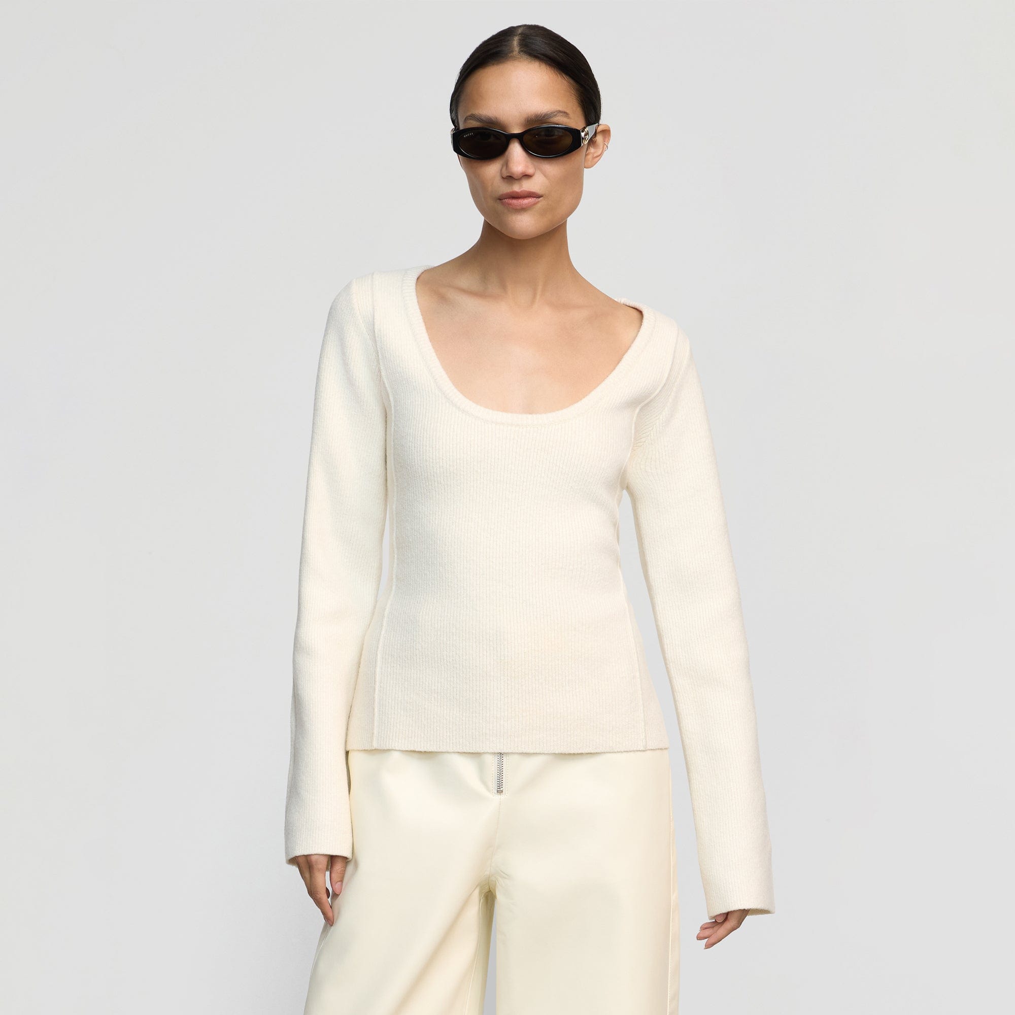 Camilla Seam-Detail Scoop-Neck Sweater