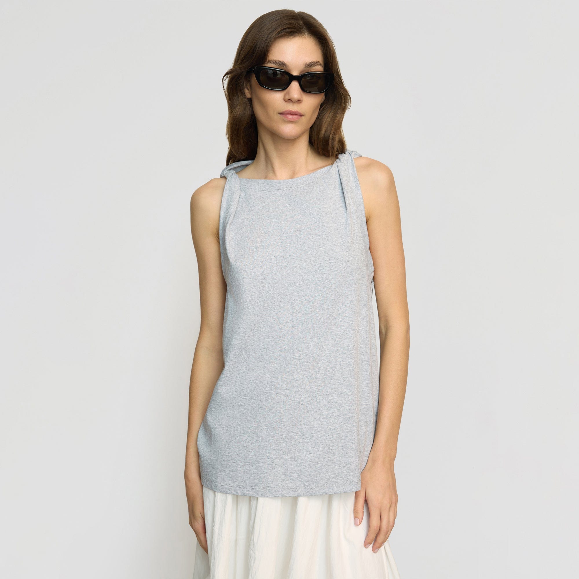 Catrina Twist-Shoulder Sleeveless Tee