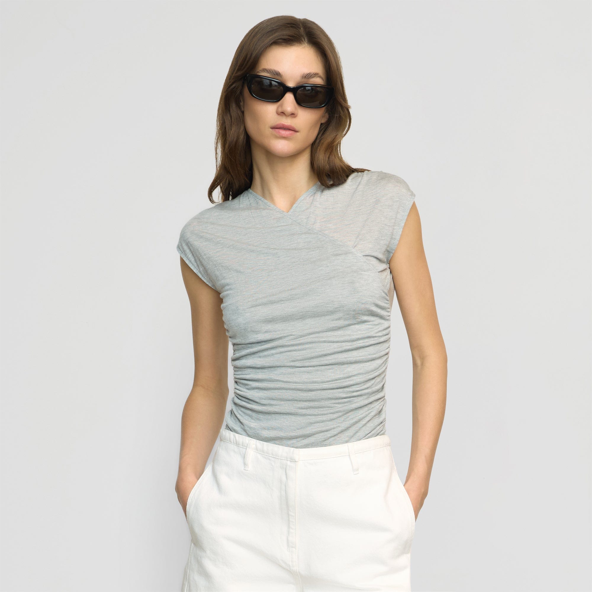 Lila Tencel Wrap-Neck Tee