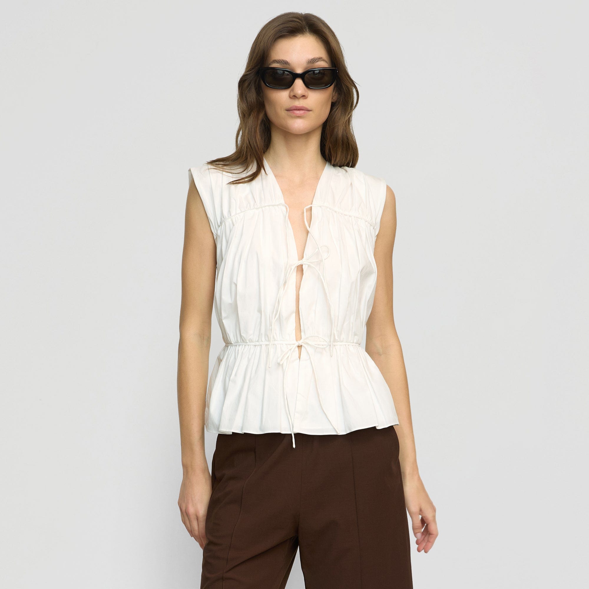 Neha Tie-Front Organic Cotton Blouse