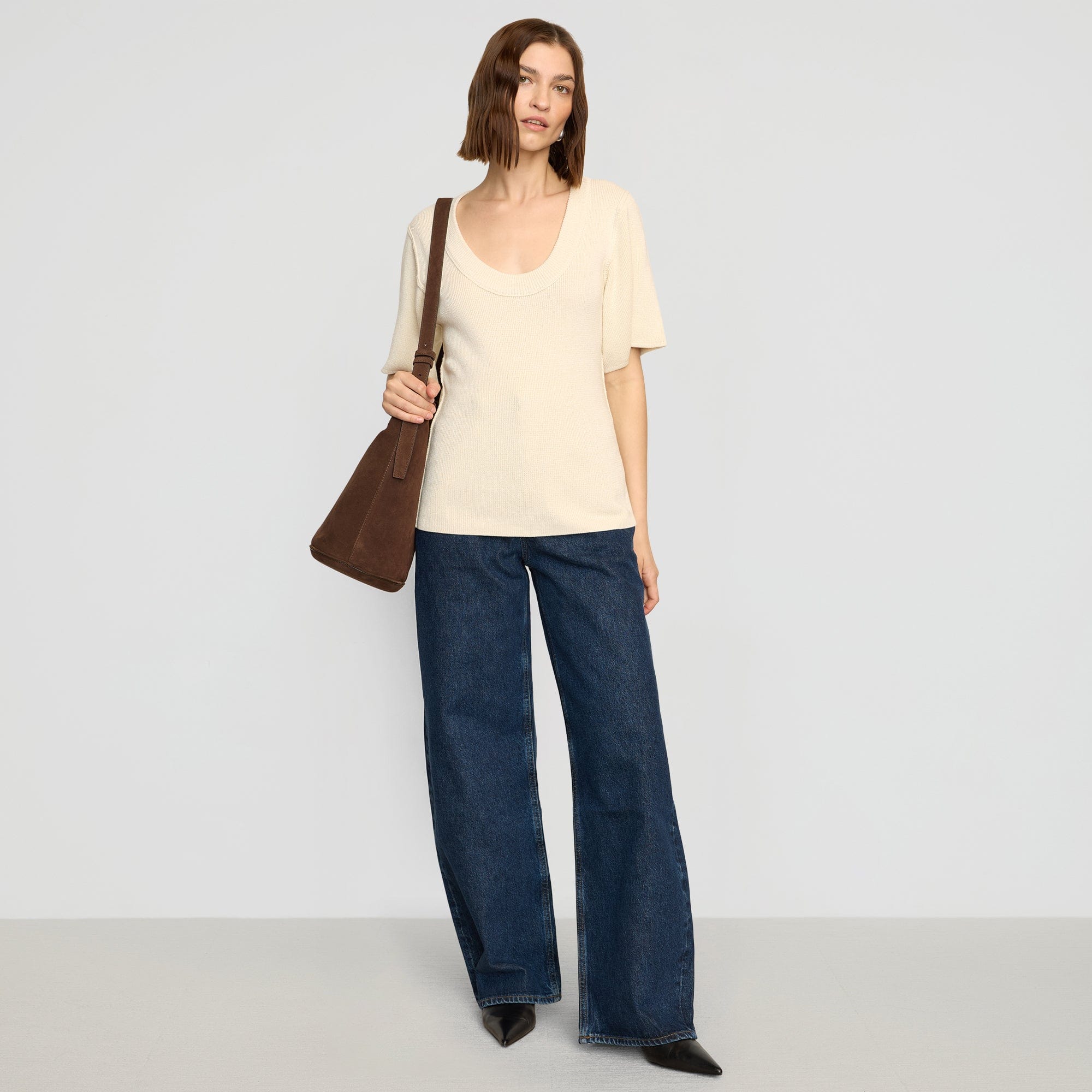 Reina Sculpted Scoop-Neck Knit Top