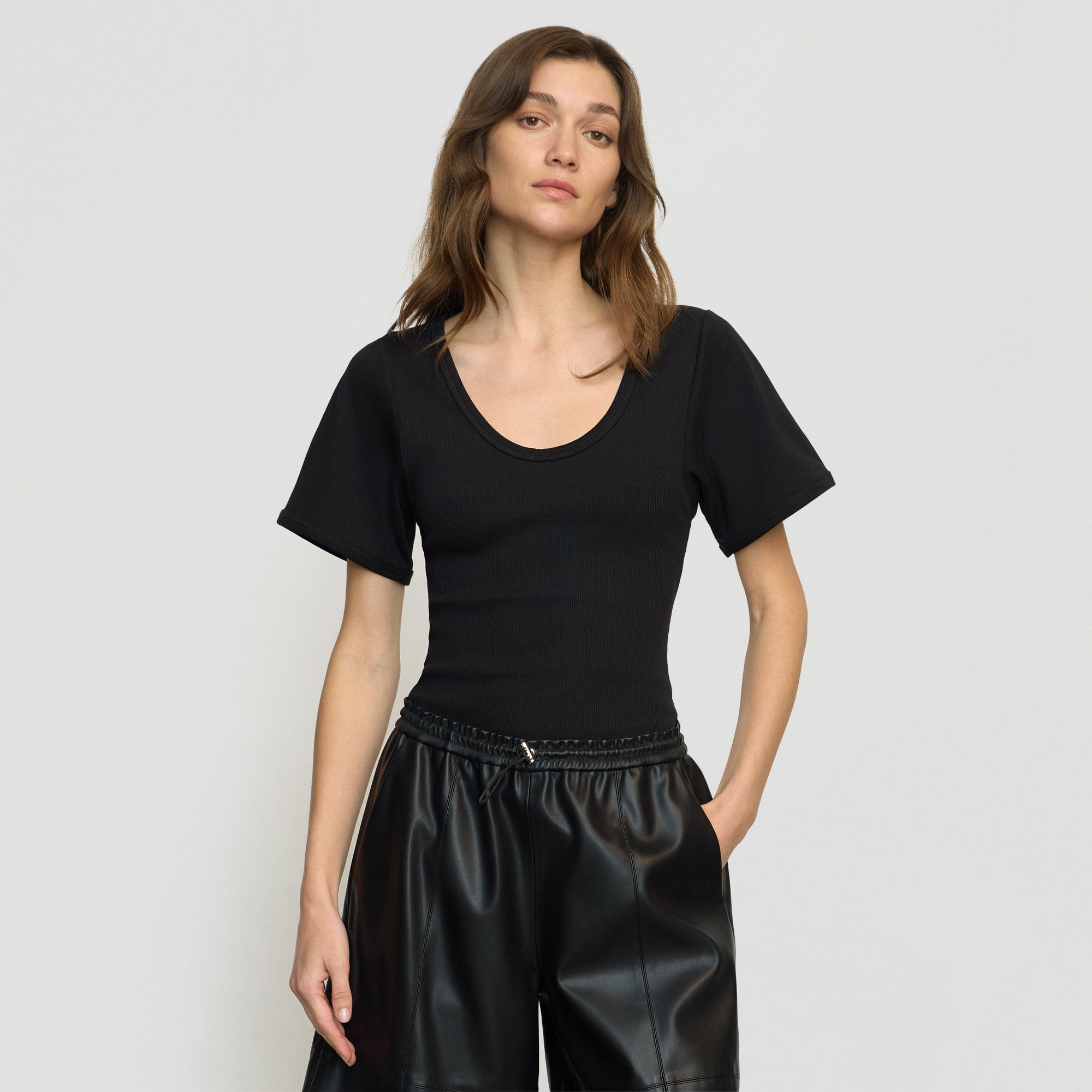 Renee Sculpted Scoop-Neck Tee