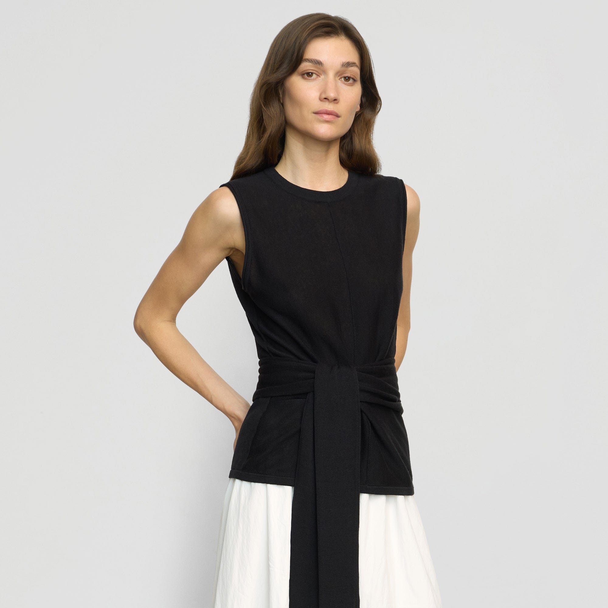 Rois Tie-Front Linen-Cotton Top