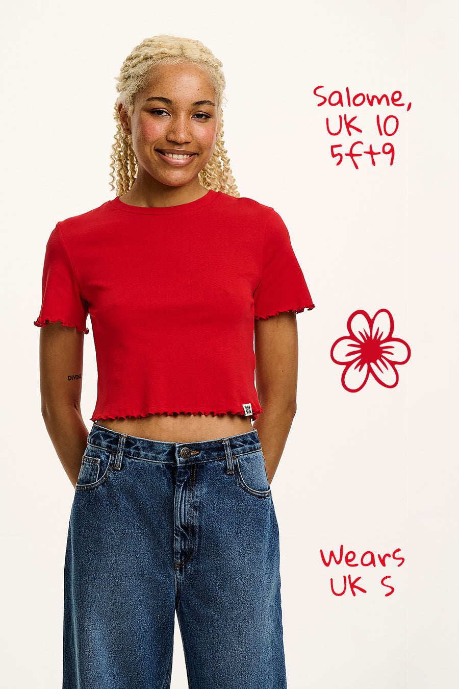 Greta - Cropped Cotton Top in Red