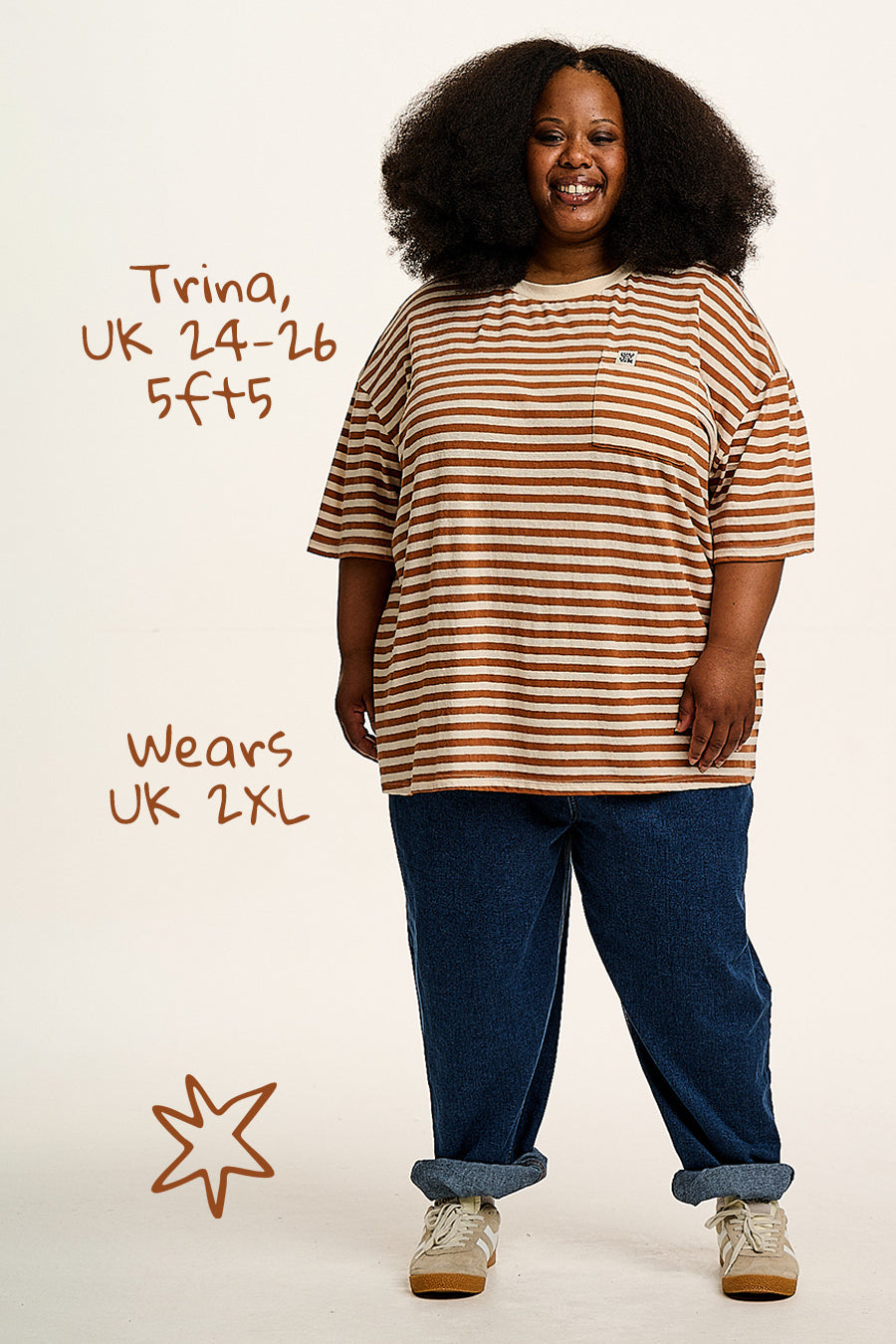 Toulon - Short Sleeve Pocket Tee in Amber & Ecru Stripe