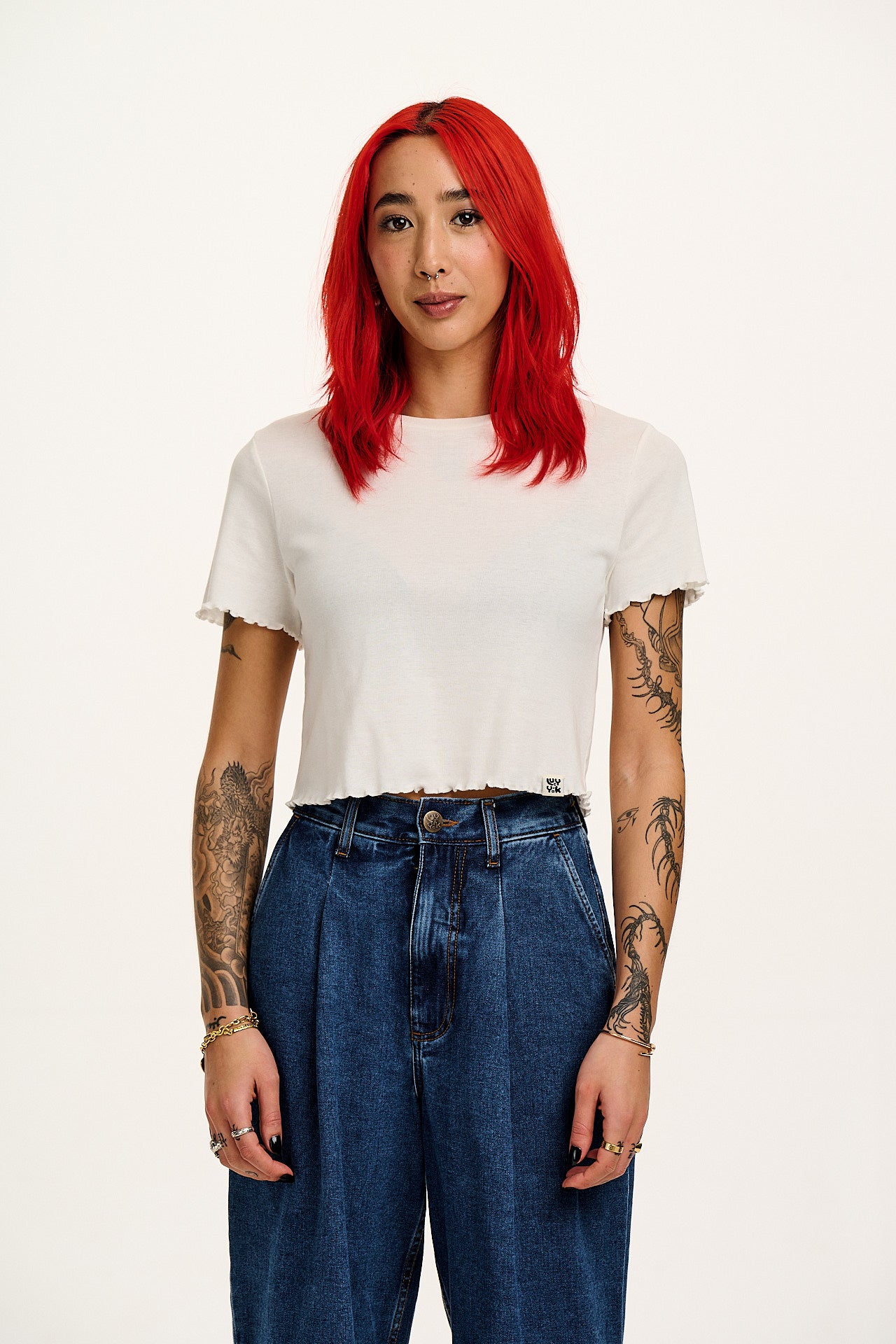 Greta - Cropped Cotton Top in Ecru