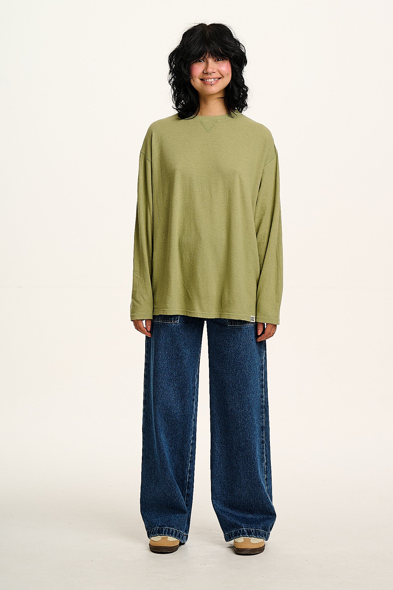 Murat - Long Sleeve Lightweight Cotton & Hemp Tee in Sage Green